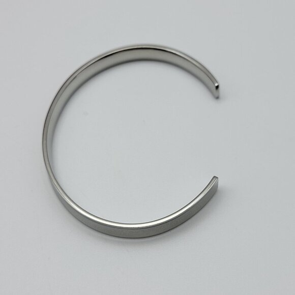 Michael Kors Silver Tone Logo Open Cuff Bracelet Tiny Diamond Accent 6.5" - Picture 3 of 11